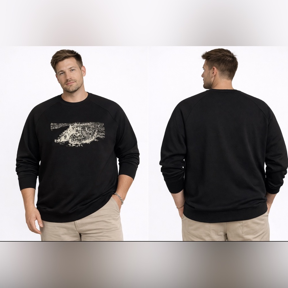 Murano Men’s Black Graphic Crewneck Sweatshirt | XXL